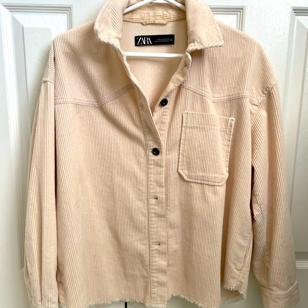 Cream corduroy Zara button down shacket